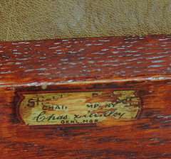 Signed with a partial decal: Stickley Brandt Chair Company, Chas. Stickley, Gen. Mgr.